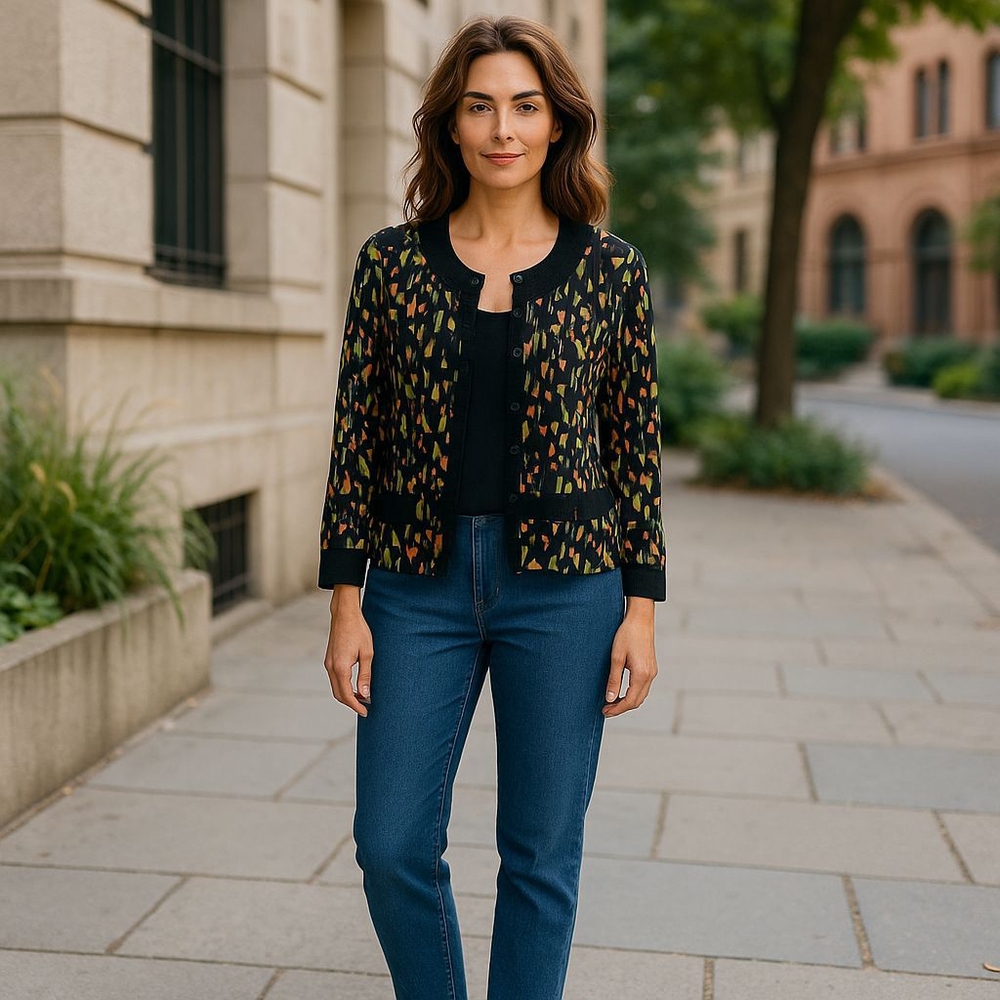 R & K TOP Black Patterned Cardigan